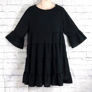 🔵BOGO FREE🔵  Foteisy Dress Black Boho Tiered Ruffles Sz M